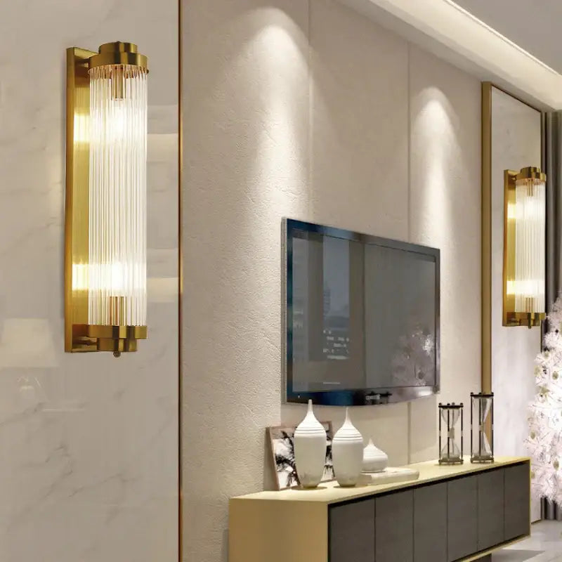 Modern gold crystal wall sconce bedroom glass light fixture