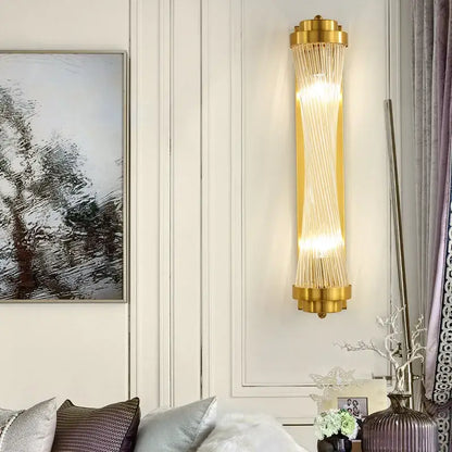 Modern gold crystal wall sconce bedroom glass light fixture