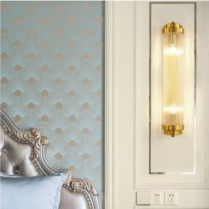 Modern gold crystal wall sconce bedroom glass light fixture
