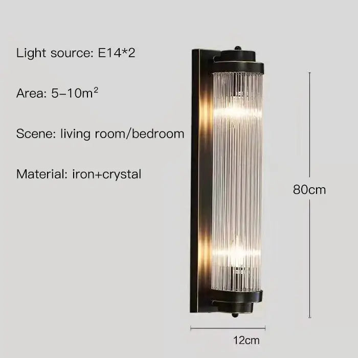 Modern gold crystal wall sconce bedroom glass rod lighting