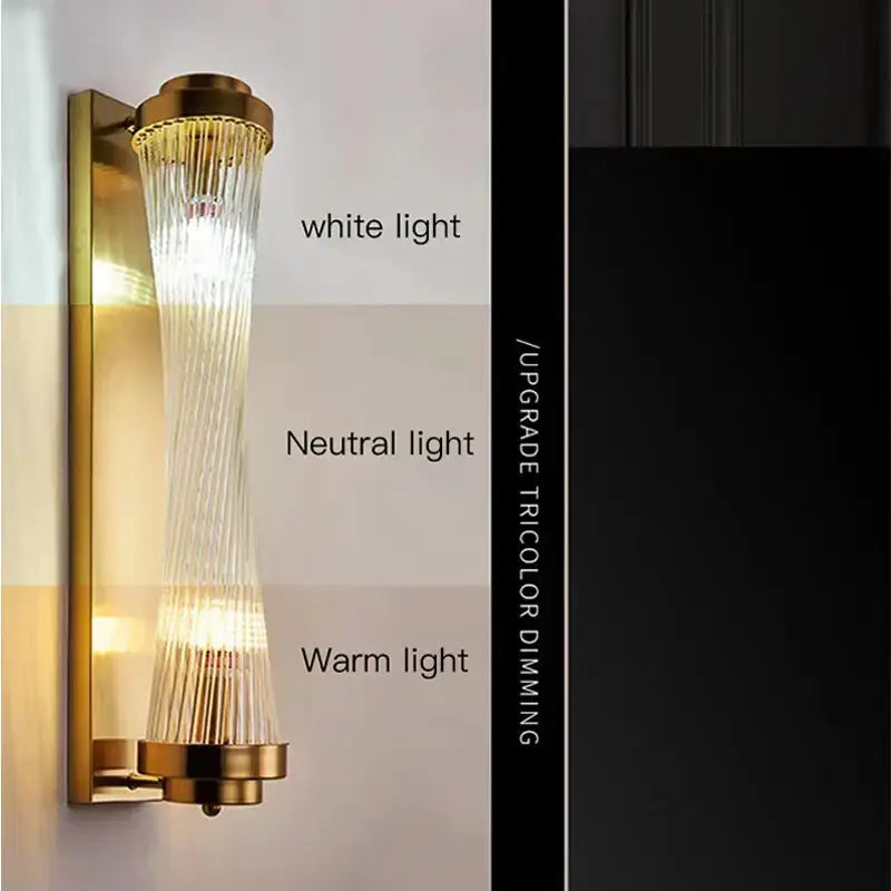 Modern gold crystal wall sconce bedroom glass rod lighting