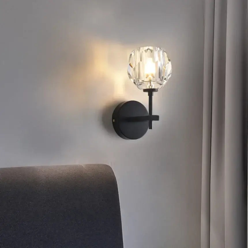 Modern gold crystal wall sconce bedroom led fixture