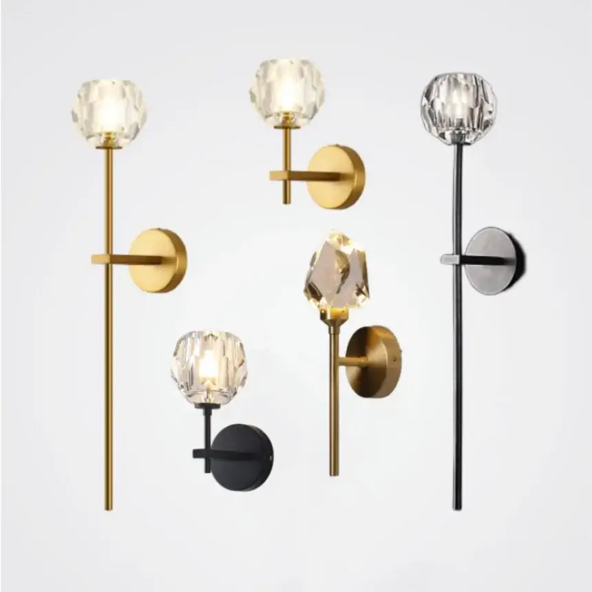 Modern gold crystal wall sconce bedroom led fixture