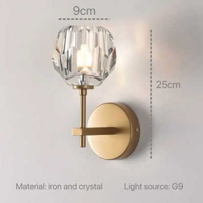 Modern gold crystal wall sconce bedroom led fixture