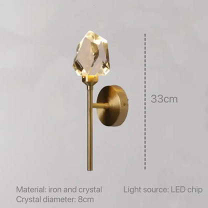 Modern gold crystal wall sconce bedroom led fixture