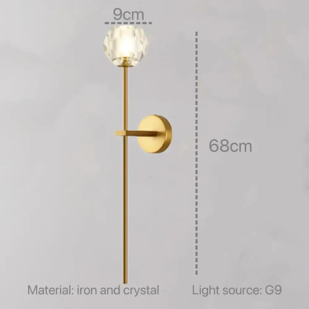 Modern gold crystal wall sconce bedroom led fixture