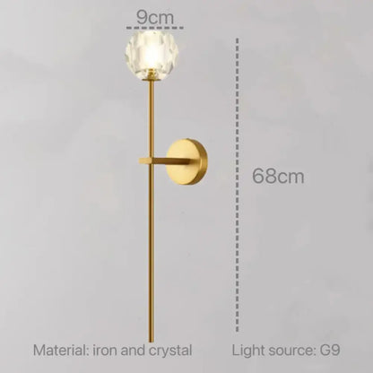 Modern gold crystal wall sconce bedroom led fixture