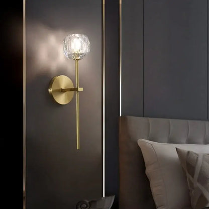 Modern gold crystal wall sconce bedroom led fixture