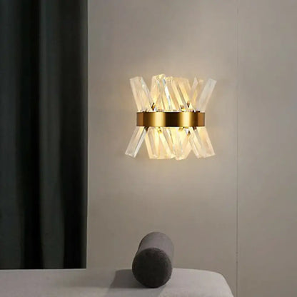 Modern gold crystal wall sconce bedroom wall mount lamp