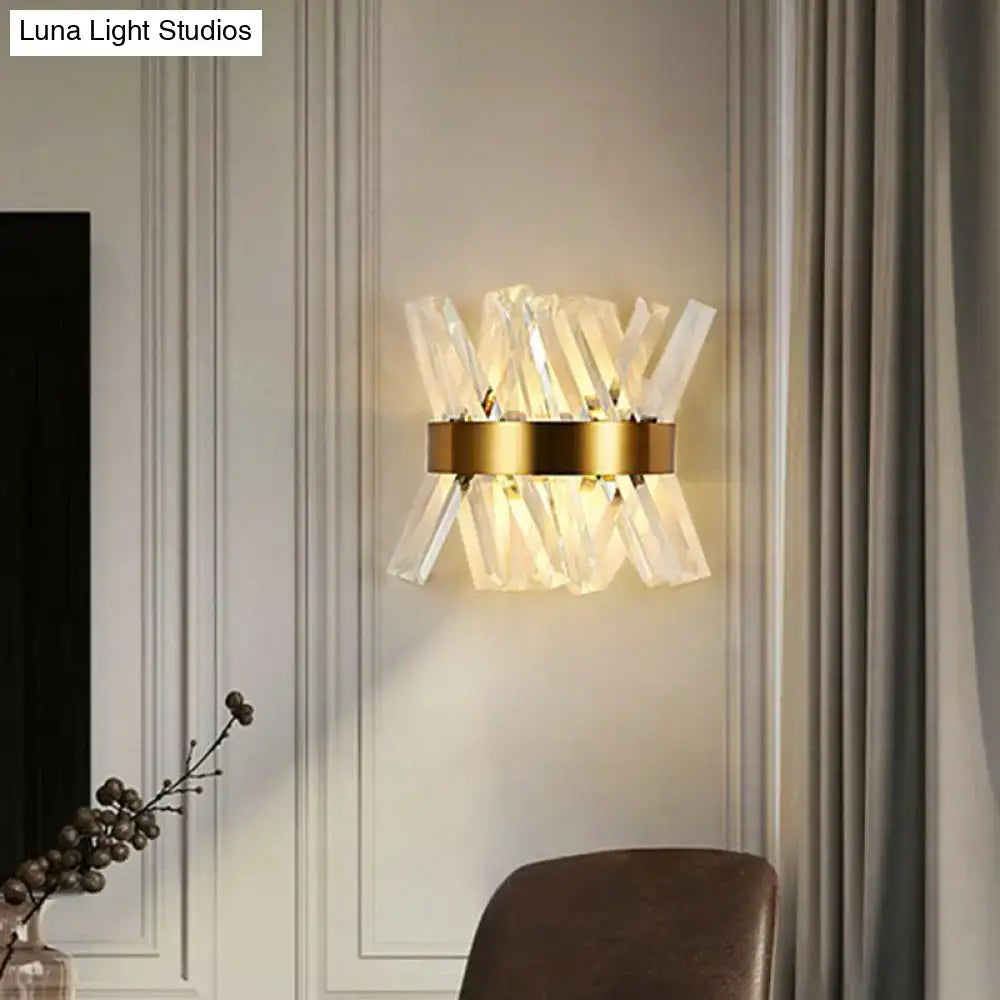 Modern gold crystal wall sconce bedroom wall mount lamp