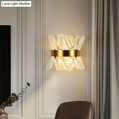 Modern gold crystal wall sconce bedroom wall mount lamp