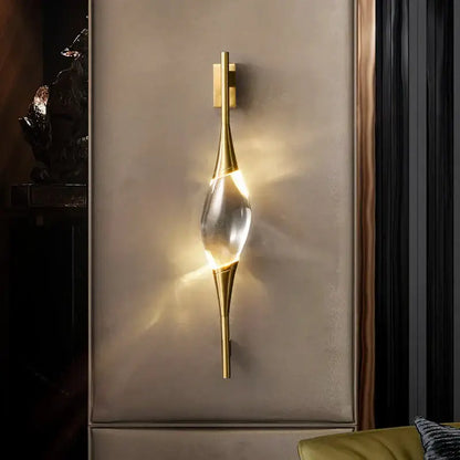 Modern gold crystal wall sconce bedroom teardrop light