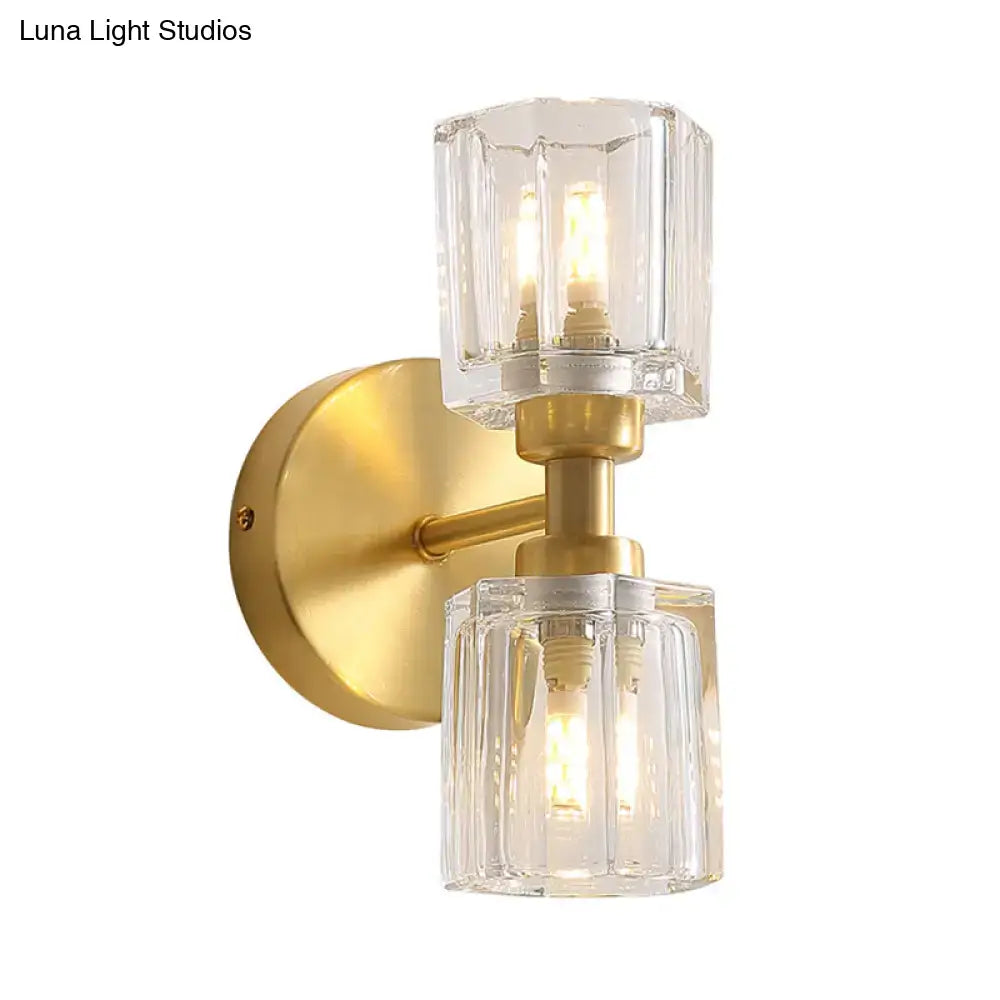 Modern gold crystal wall sconce – living room 2 light fixture