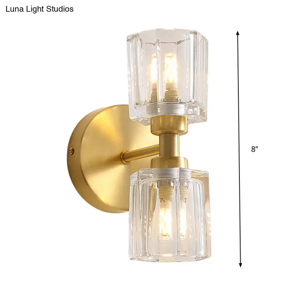 Modern gold crystal wall sconce – living room 2 light fixture