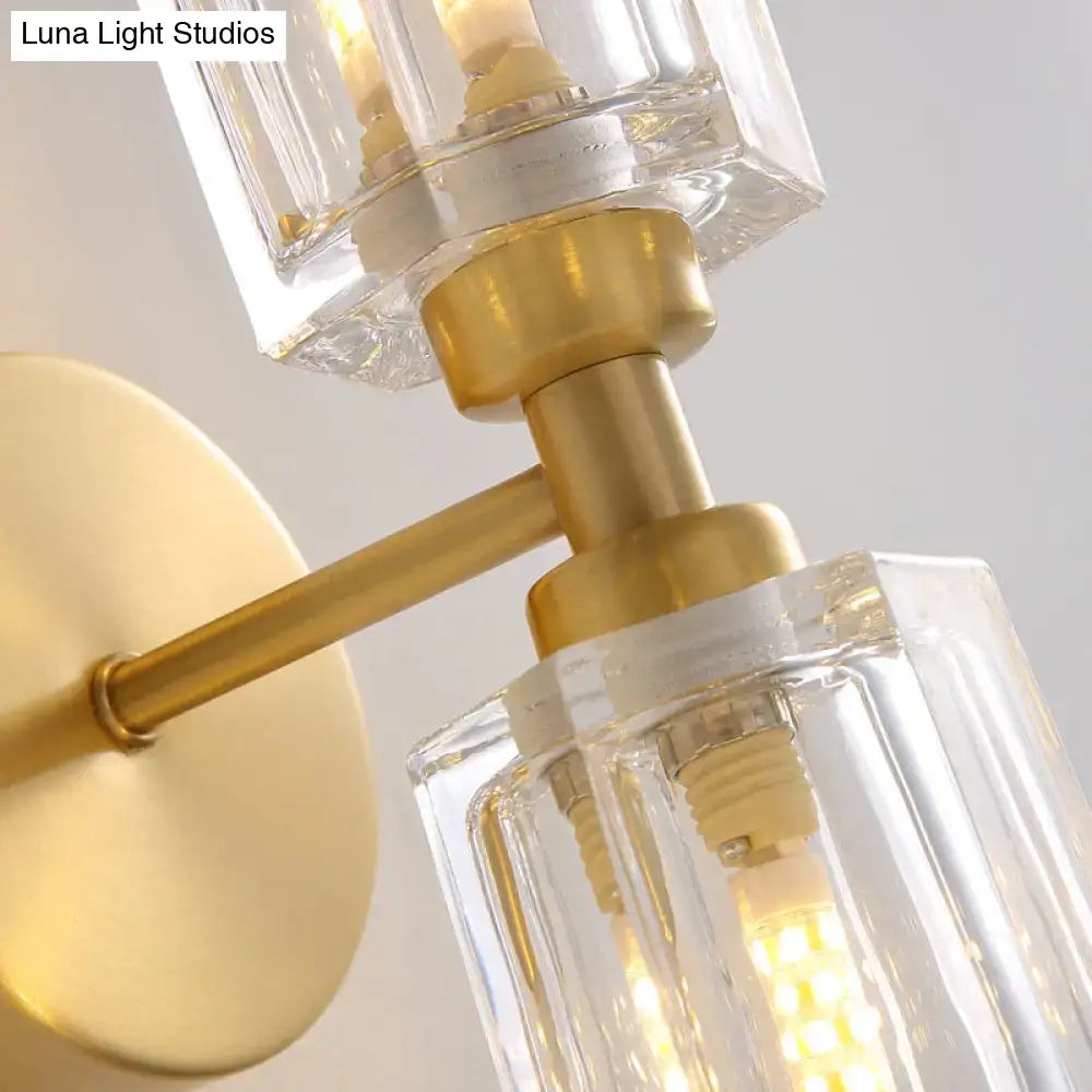 Modern gold crystal wall sconce – living room 2 light fixture