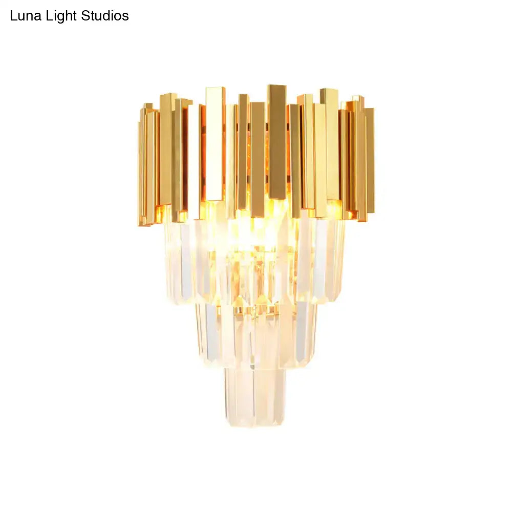 Modern gold crystal wall sconce – living room 4 layer fixture