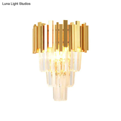 Modern gold crystal wall sconce – living room 4 layer fixture