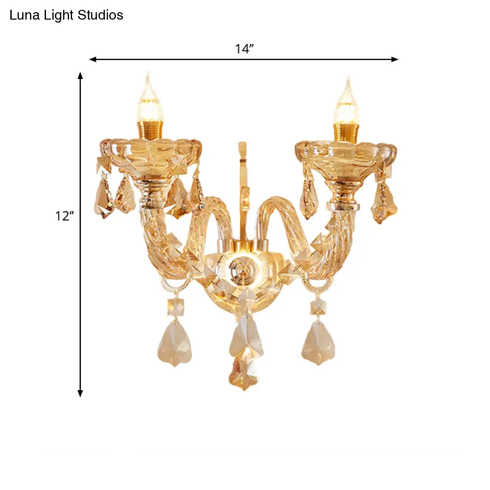 DecorBites™ Modern Gold Crystal Wall Sconce with Faceted Heads - Elegant Bedroom Flower Lamp