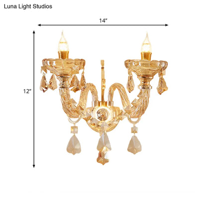 DecorBites™ Modern Gold Crystal Wall Sconce with Faceted Heads - Elegant Bedroom Flower Lamp