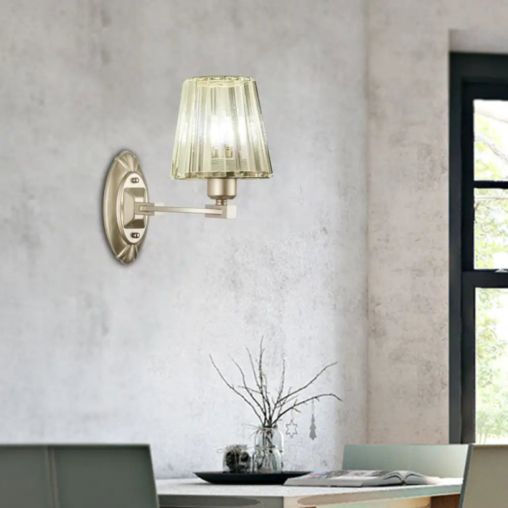 DecorBites™ Modern Gold Crystal Wall Sconce with Tapered Flush Mount – Nordic Design, Ambient Lighting for Bedside