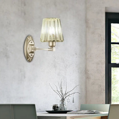 DecorBites™ Modern Gold Crystal Wall Sconce with Tapered Flush Mount – Nordic Design, Ambient Lighting for Bedside
