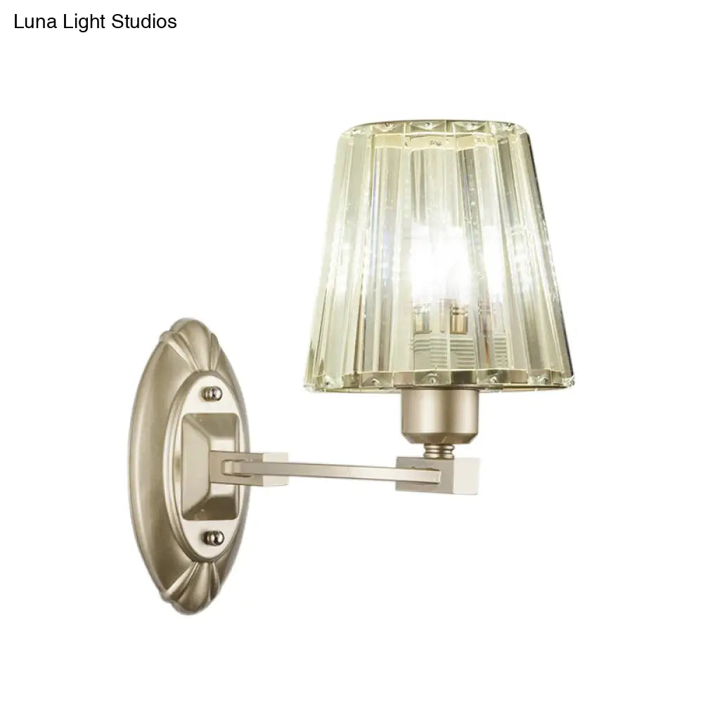 DecorBites™ Modern Gold Crystal Wall Sconce with Tapered Flush Mount – Nordic Design, Ambient Lighting for Bedside