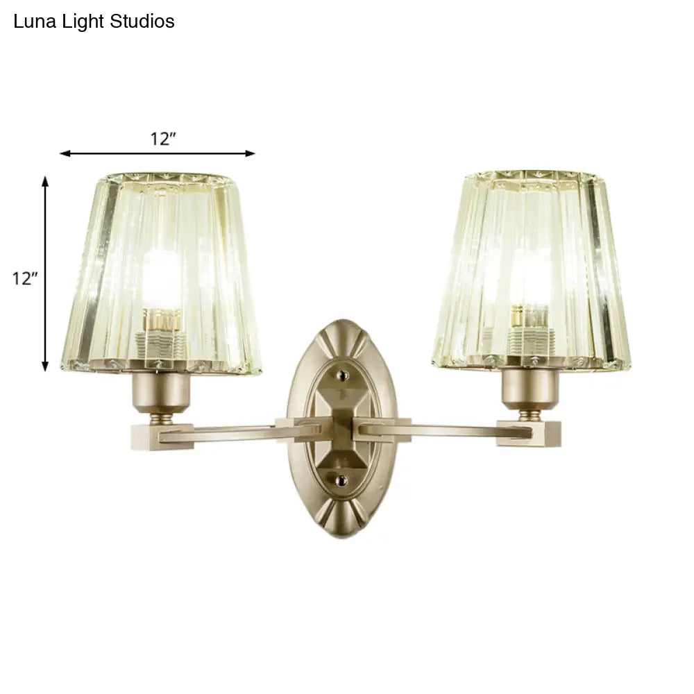DecorBites™ Modern Gold Crystal Wall Sconce with Tapered Flush Mount – Nordic Design, Ambient Lighting for Bedside