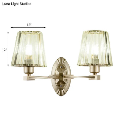 DecorBites™ Modern Gold Crystal Wall Sconce with Tapered Flush Mount – Nordic Design, Ambient Lighting for Bedside