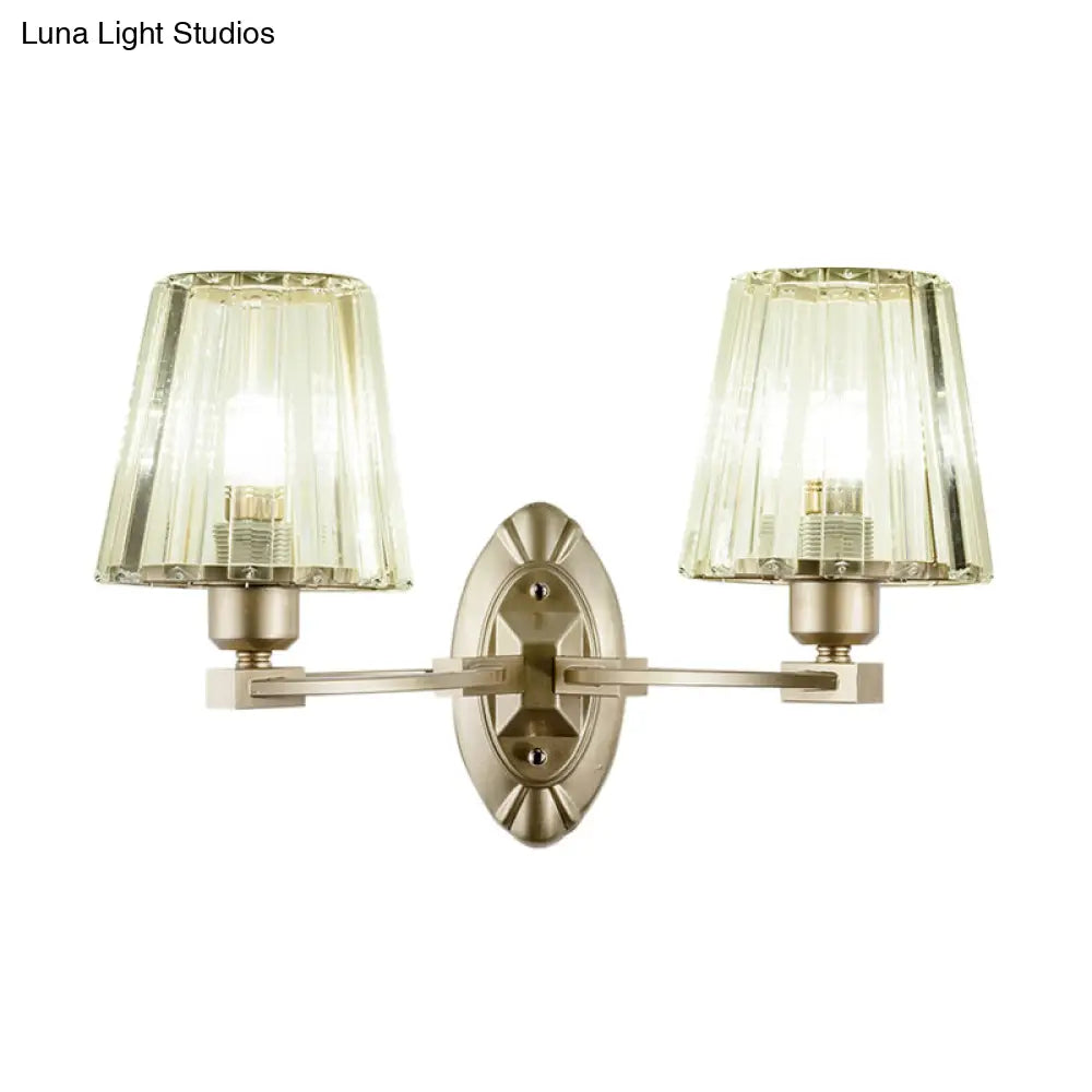 DecorBites™ Modern Gold Crystal Wall Sconce with Tapered Flush Mount – Nordic Design, Ambient Lighting for Bedside