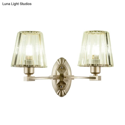 DecorBites™ Modern Gold Crystal Wall Sconce with Tapered Flush Mount – Nordic Design, Ambient Lighting for Bedside