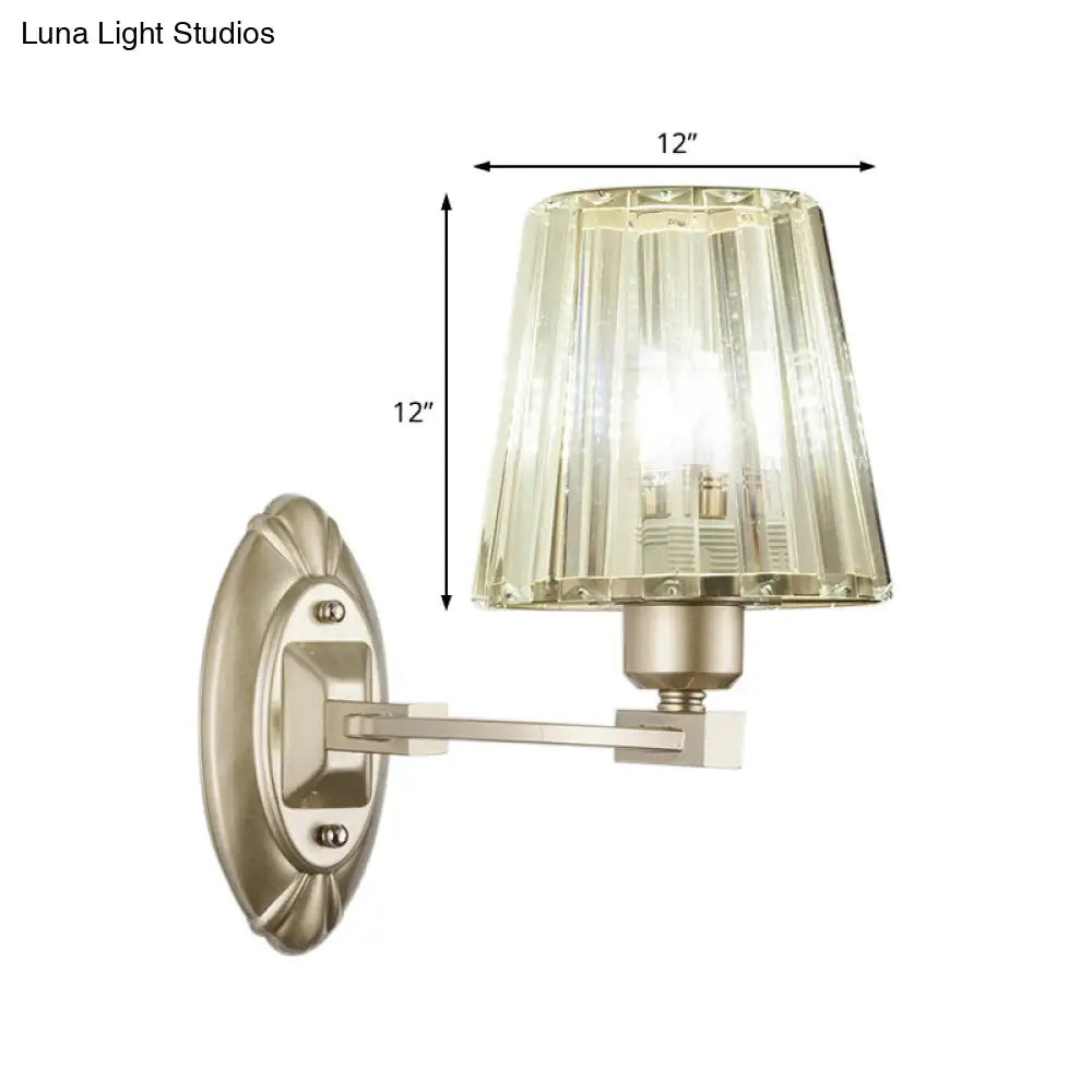 DecorBites™ Modern Gold Crystal Wall Sconce with Tapered Flush Mount – Nordic Design, Ambient Lighting for Bedside