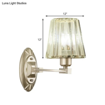DecorBites™ Modern Gold Crystal Wall Sconce with Tapered Flush Mount – Nordic Design, Ambient Lighting for Bedside