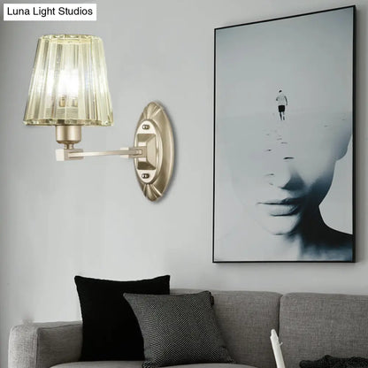 DecorBites™ Modern Gold Crystal Wall Sconce with Tapered Flush Mount – Nordic Design, Ambient Lighting for Bedside