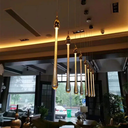 Modern gold crystal water drop chandelier bedroom pendant light