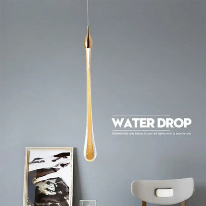 Modern gold crystal water drop chandelier bedroom pendant light