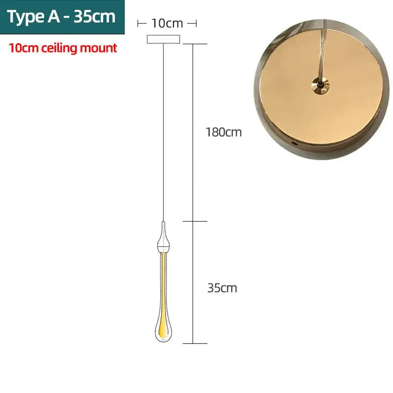 Modern gold crystal water drop chandelier bedroom pendant light