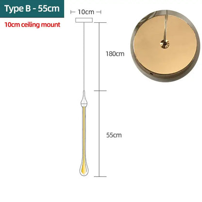 Modern gold crystal water drop chandelier bedroom pendant light