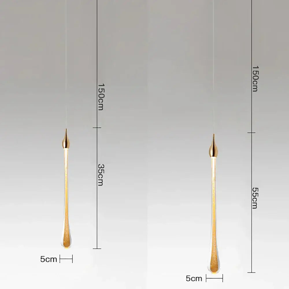 Modern gold crystal water drop chandelier bedroom pendant light