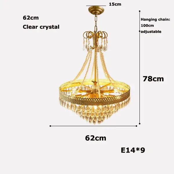 Modern gold crystal water drop chandelier foyer pink glass beads