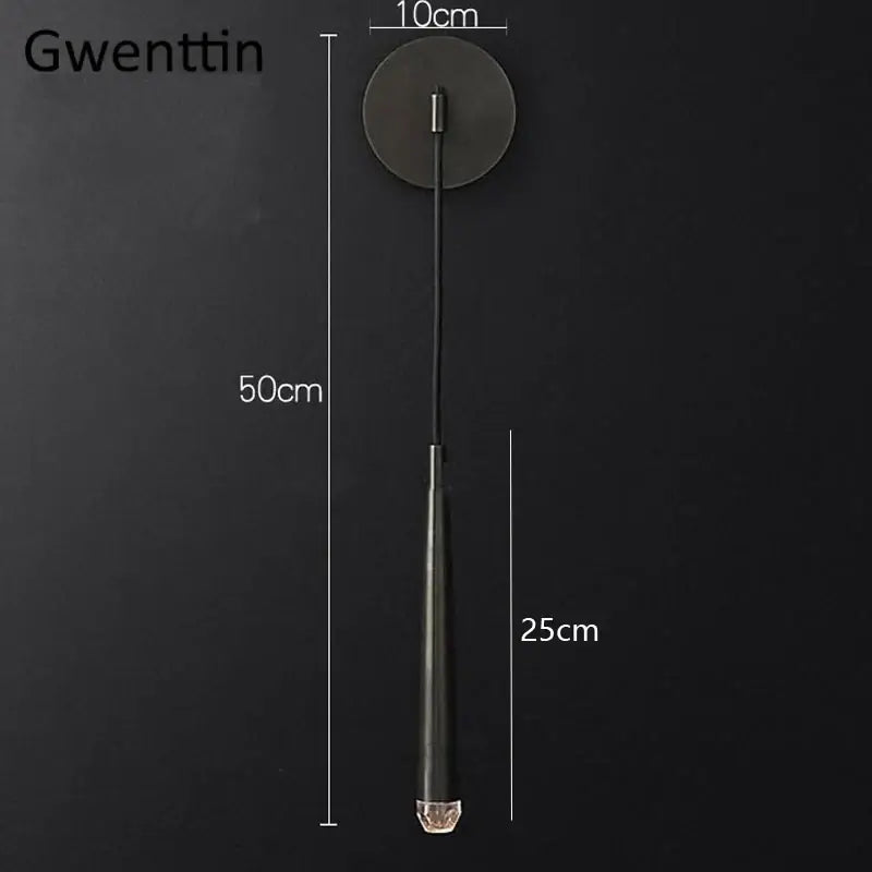 Modern gold crystal water drop wall sconce bedroom led mirror light