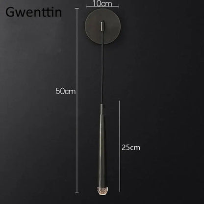 Modern gold crystal water drop wall sconce bedroom led mirror light