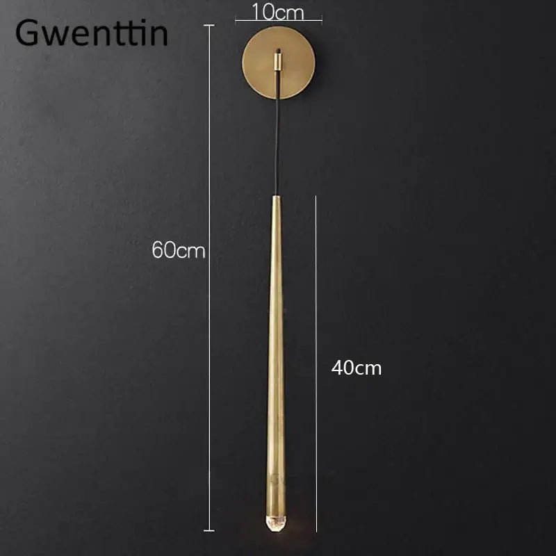 Modern gold crystal water drop wall sconce bedroom led mirror light
