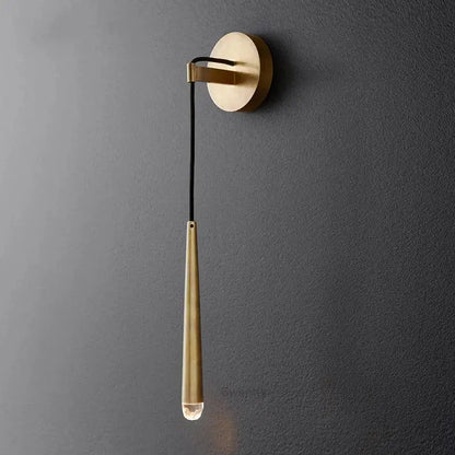 Modern gold crystal water drop wall sconce bedroom led mirror light