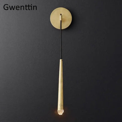 Modern gold crystal water drop wall sconce bedroom led mirror light