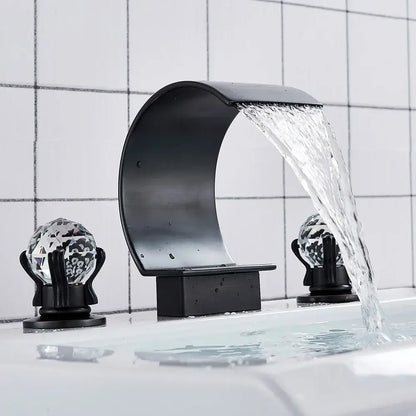 Modern gold crystal waterfall basin faucet bathroom sink tap