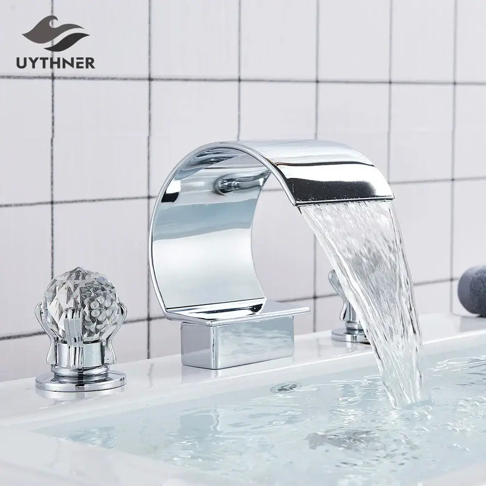 Modern gold crystal waterfall basin faucet bathroom sink tap