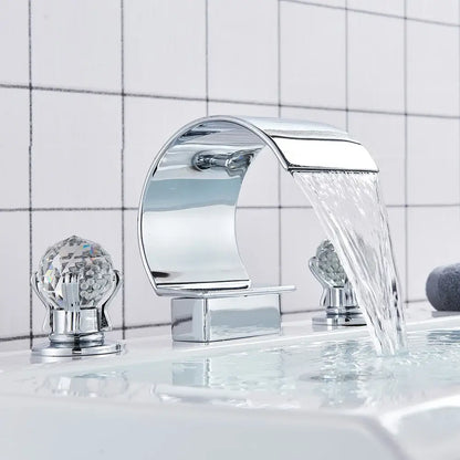 Modern gold crystal waterfall basin faucet bathroom sink tap