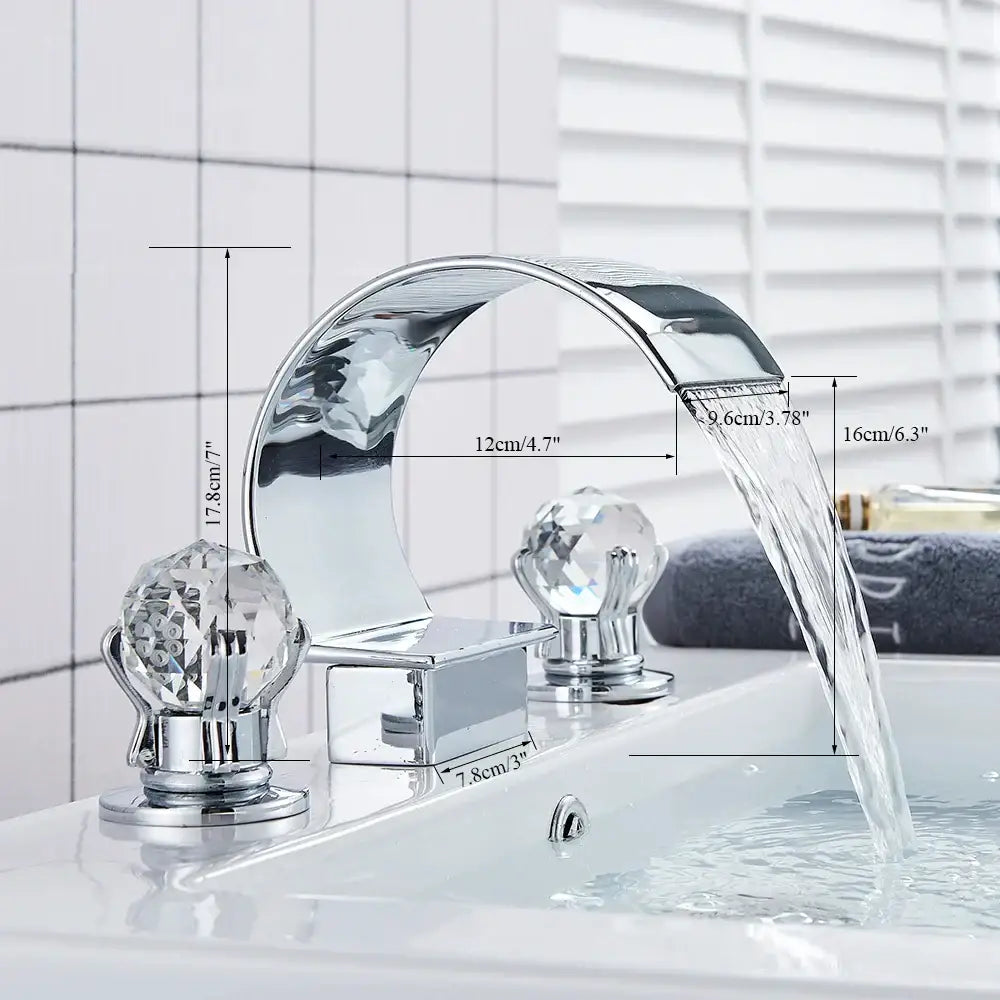 Modern gold crystal waterfall basin faucet bathroom sink tap