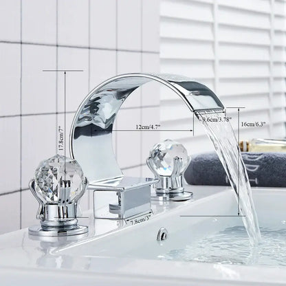 Modern gold crystal waterfall basin faucet bathroom sink tap