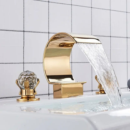 Modern gold crystal waterfall basin faucet bathroom sink tap